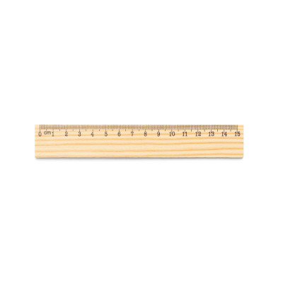 WESLEY 15. Pine wood ruler with 15 cm scale